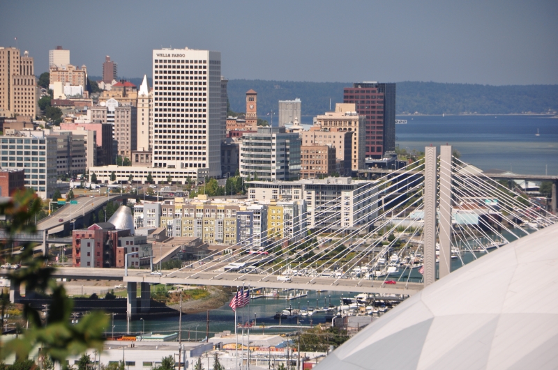 downtown, tacoma, dome, skyline, view